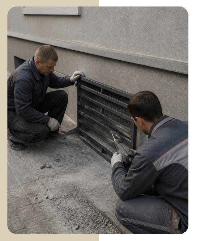Профессиональный монтаж решеток на цоколь в Тейково